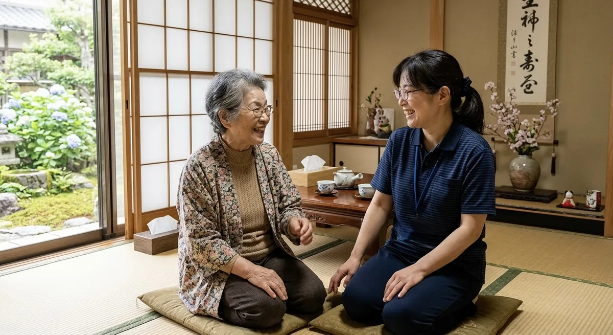 和室でお話をうかがう様子