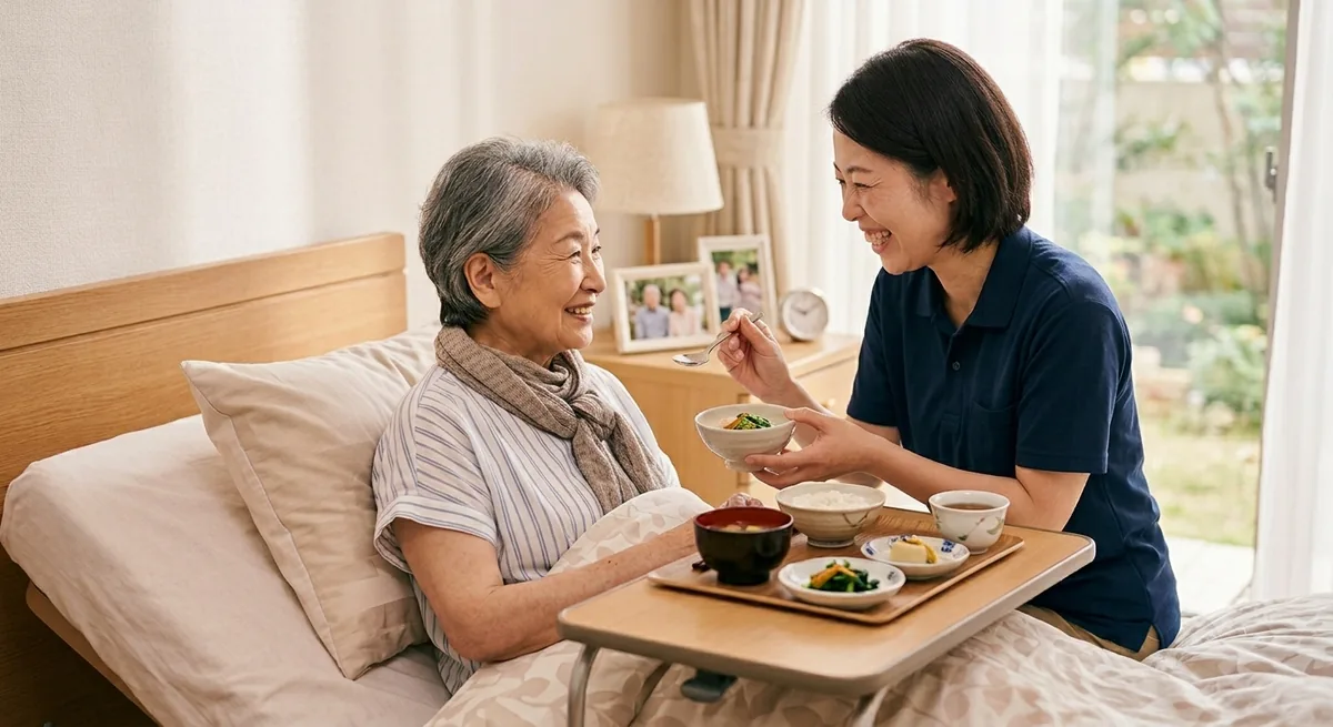 お食事のお手伝いをする様子