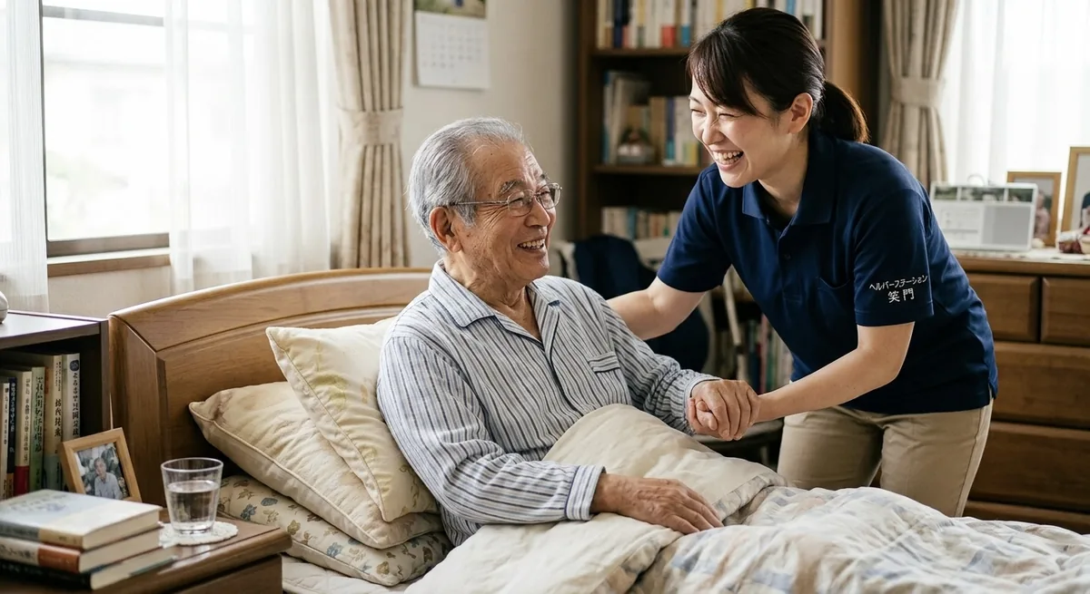 ご自宅でお過ごしのご利用者さまとスタッフ